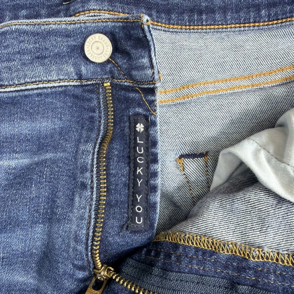Lucky Brand Jeans Mens 34x27 Blue Medium Wash Cotton Stretch 223 Straight Fit